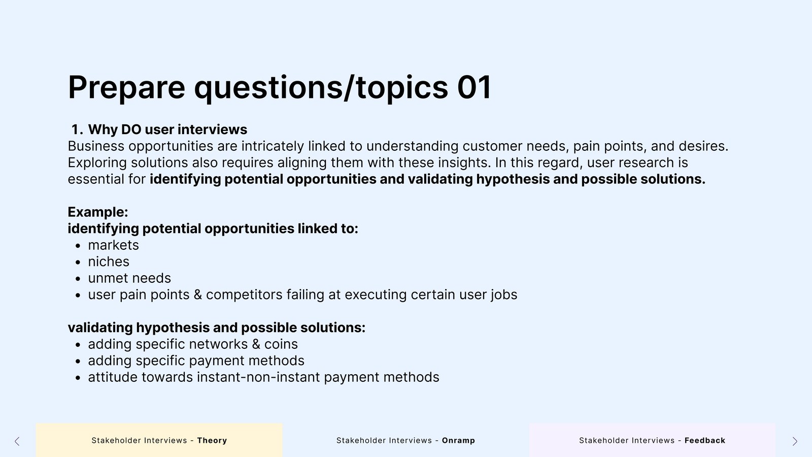 Slide: prepare questions and topics 01 – why do user interviews