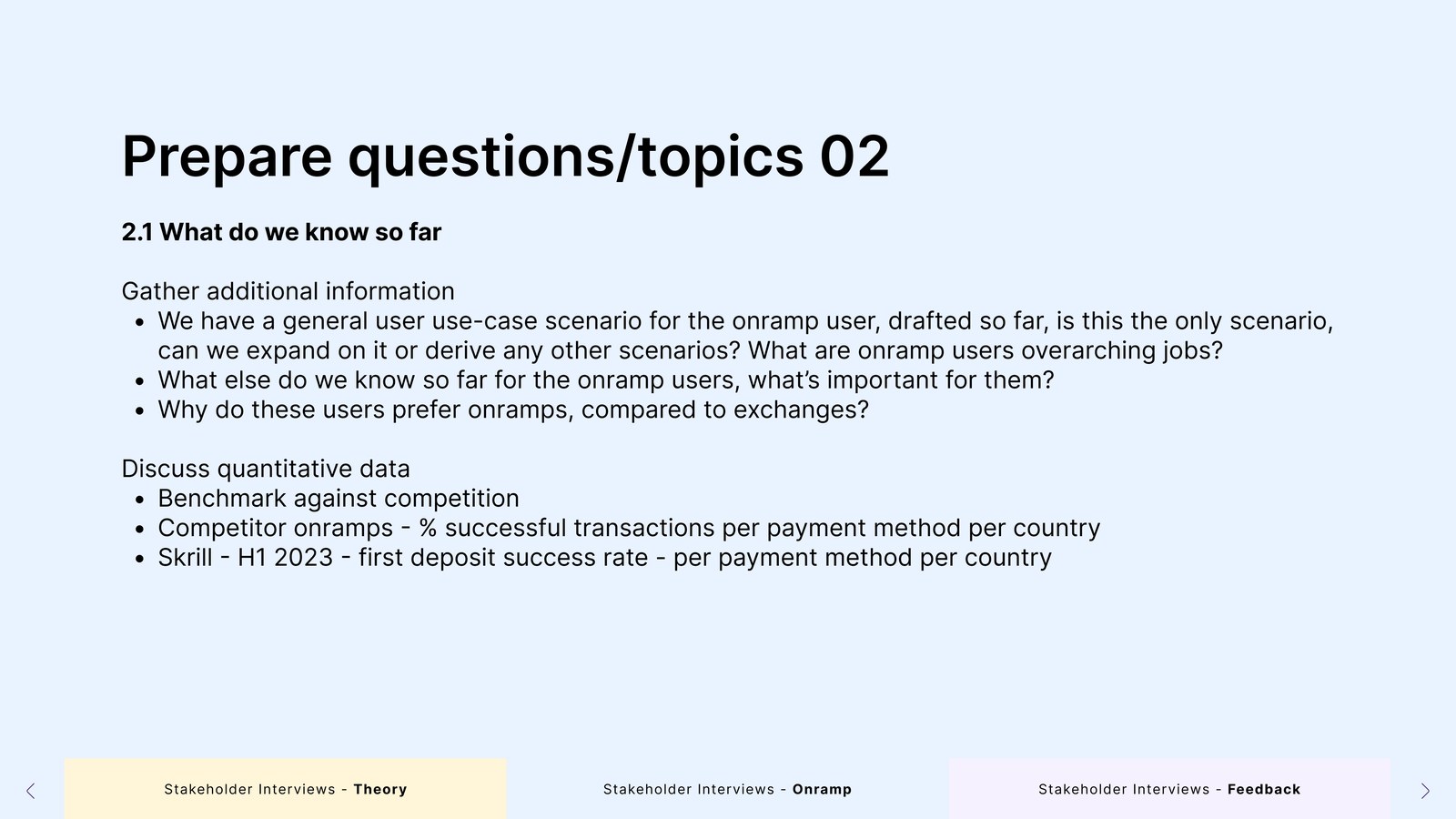 Slide: prepare questions and topics 02 – what do we know so far