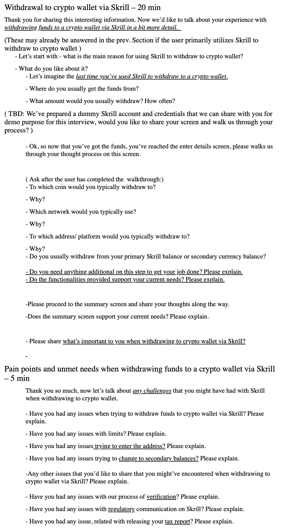 Discovery interview guide, page three: the interview script